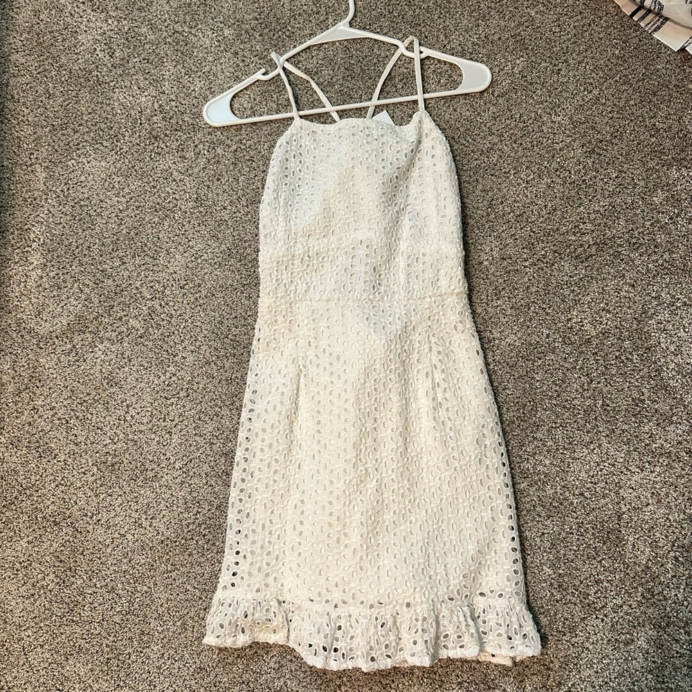 Willow Root White Ruffled Mini Sundress